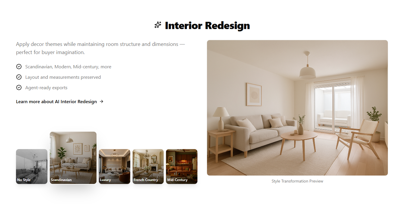 Before and after comparison of AI virtual staging